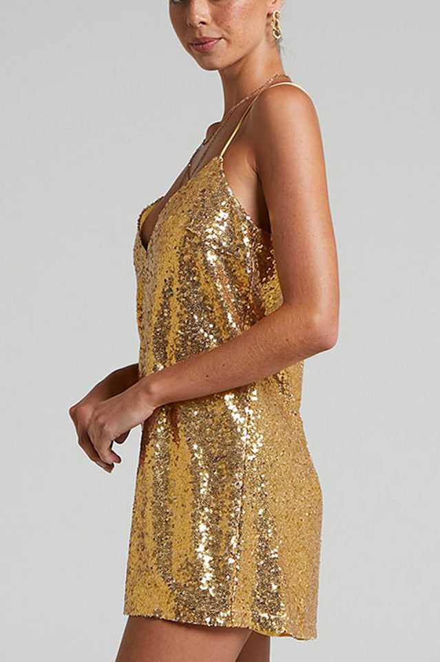 Spaghetti Strap Sequin Mini Dress | Dress In Beauty