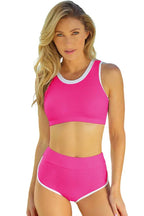 Women's two-piece swimsuit set with racerback top and high-waisted bottoms - View 11 | WEUXS