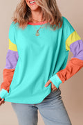 Colorblock Patchwork Long Sleeve Loose Top | Dress In Beauty