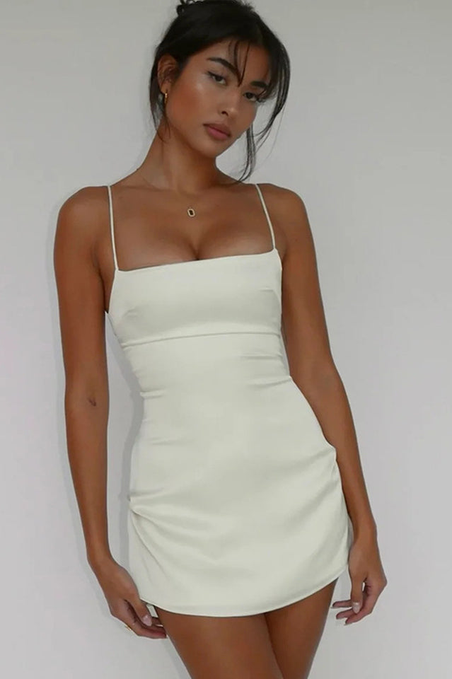 Spaghetti Strap Mini Satin Dress | Dress In Beauty