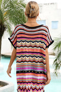 Rainbow Stripe Scalloped V-Neck Cover-Up Dress | Dress In Beauty