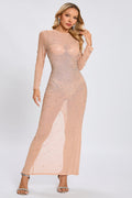 Nude Crystal Embellished Transparent Gown | Dress In Beauty