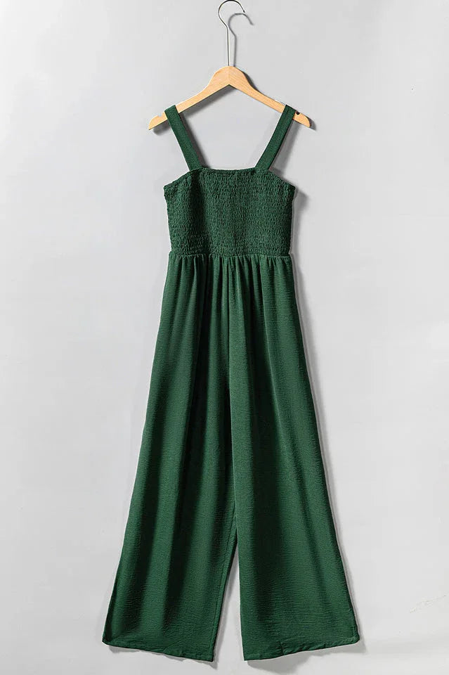 Wide leg jumpsuit with smocked bodice - View 19 | WEUXS