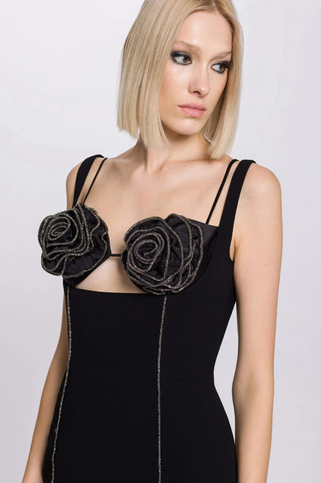 Silver Trim Floral Bustier Midi Dress | Dress In Beauty