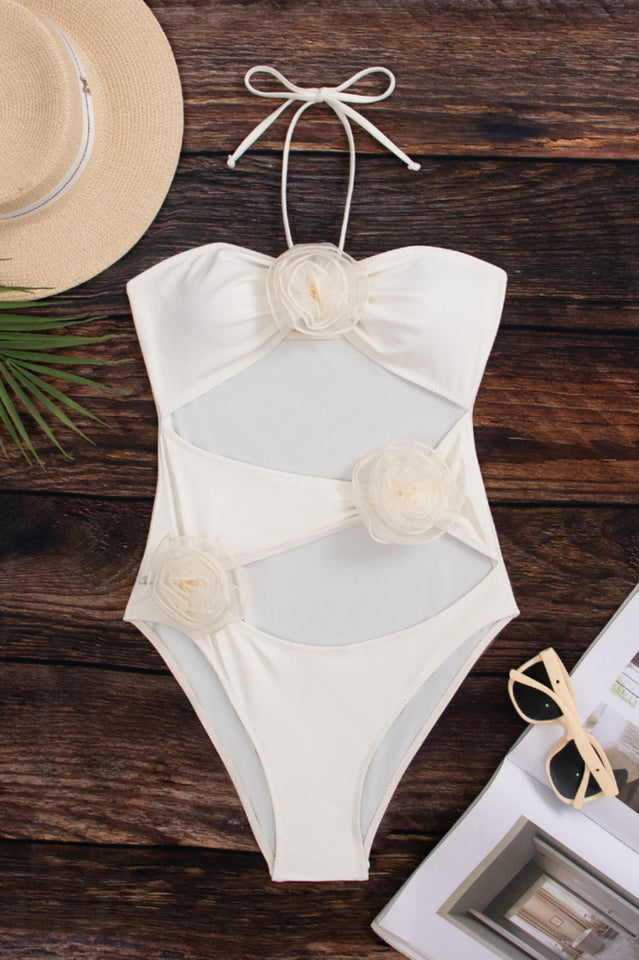 Flower Decoration One Piece Swimsuit | Dress In Beauty