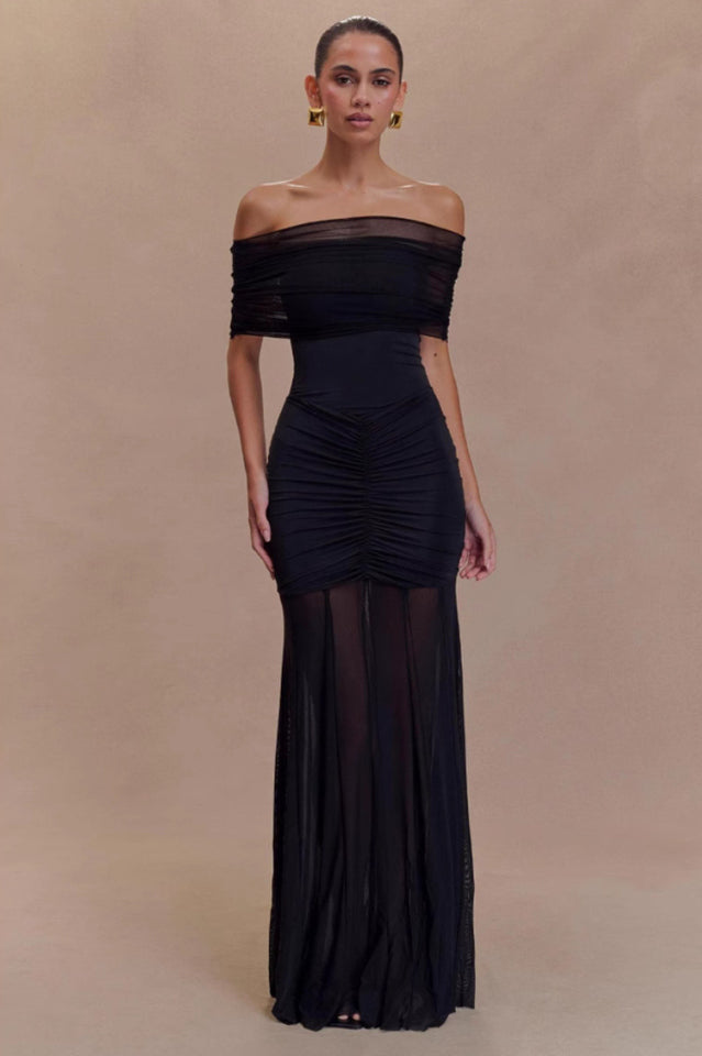 Caspian Slinky And Mesh Maxi Dress | Dress In Beauty