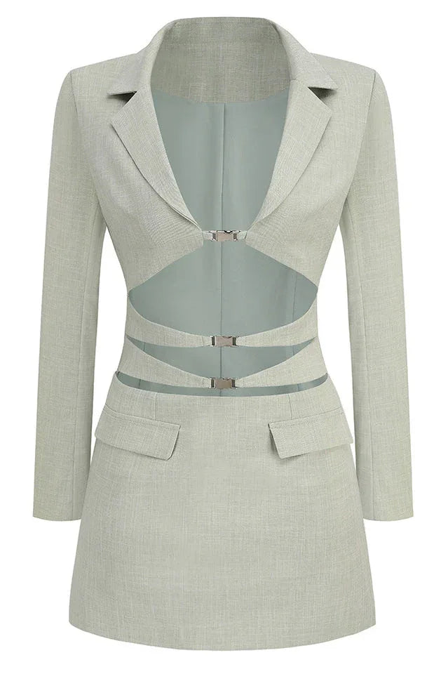 Cut out blazer dress with hardware detail - View 8 | WEUXS