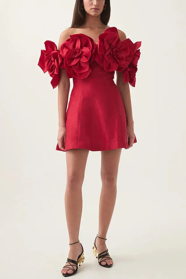 Off-shoulder floral mini dress - View 6 | WEUXS