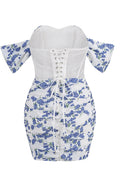 Blue Print Ruched Floral Mini Dress | Dress In Beauty
