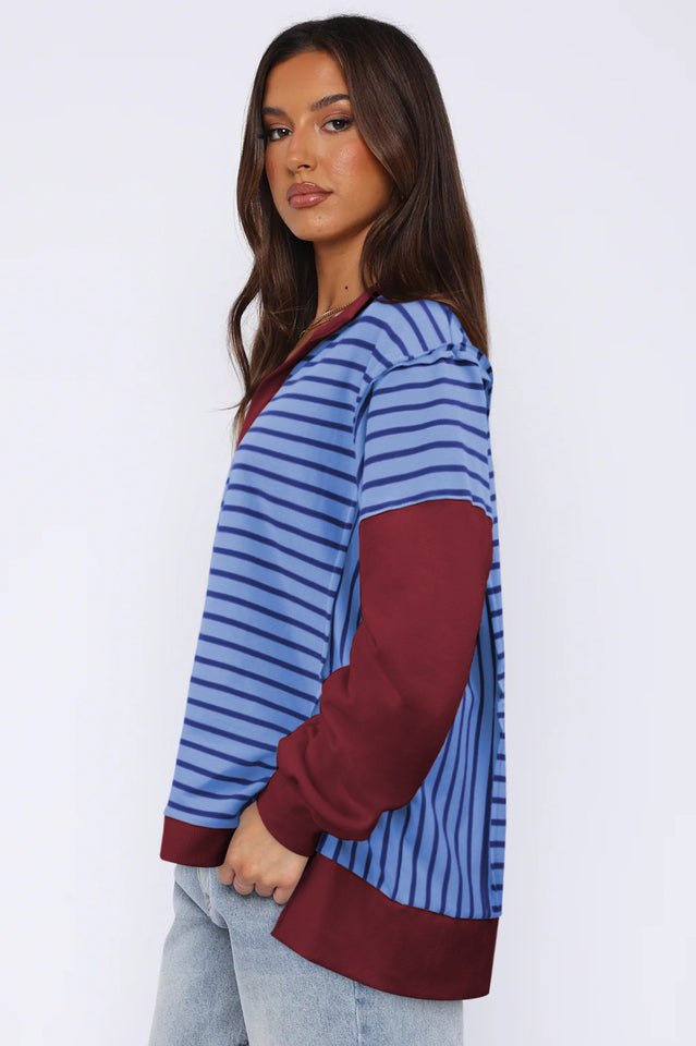 Striped Patchwork Sweatshirt | Dress In Beauty