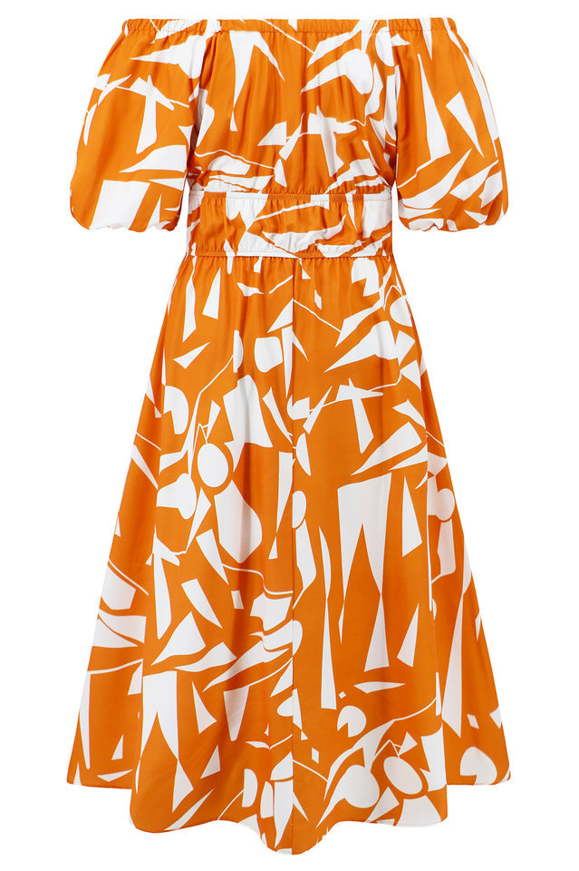 Printed Off Shoulder Balloon Sleeve Dress | Dress In Beauty