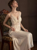 Satin lace robe and slip dress set - View 8 | WEUXS
