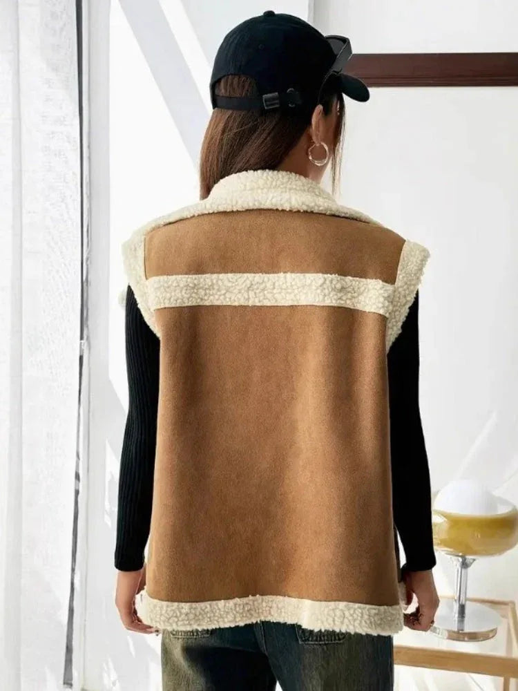 The Dakota Faux Shearling Moto Vest - WEUXS