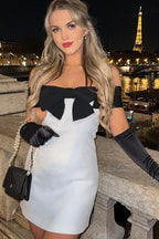 Off Shoulder Bow Dress in White - View 7 | WEUXS
