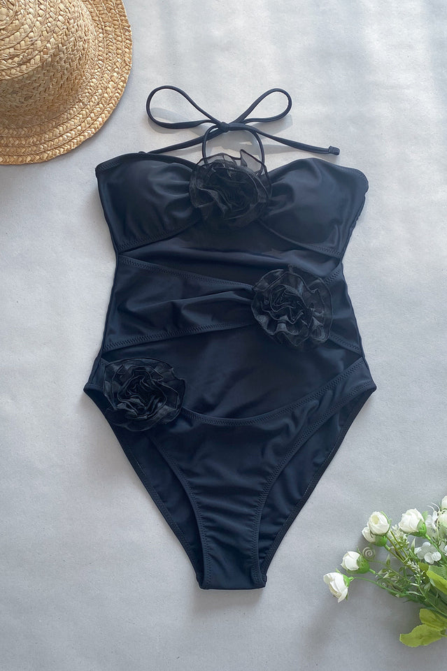 Flower Decoration One Piece Swimsuit | Dress In Beauty
