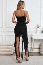 Chiffon midi dress with asymmetrical hem - View 6 | WEUXS