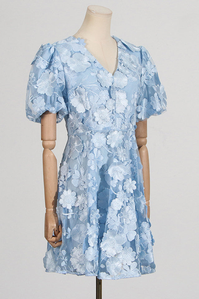 Chayan Flower Embroidery Mini Dress | Dress In Beauty