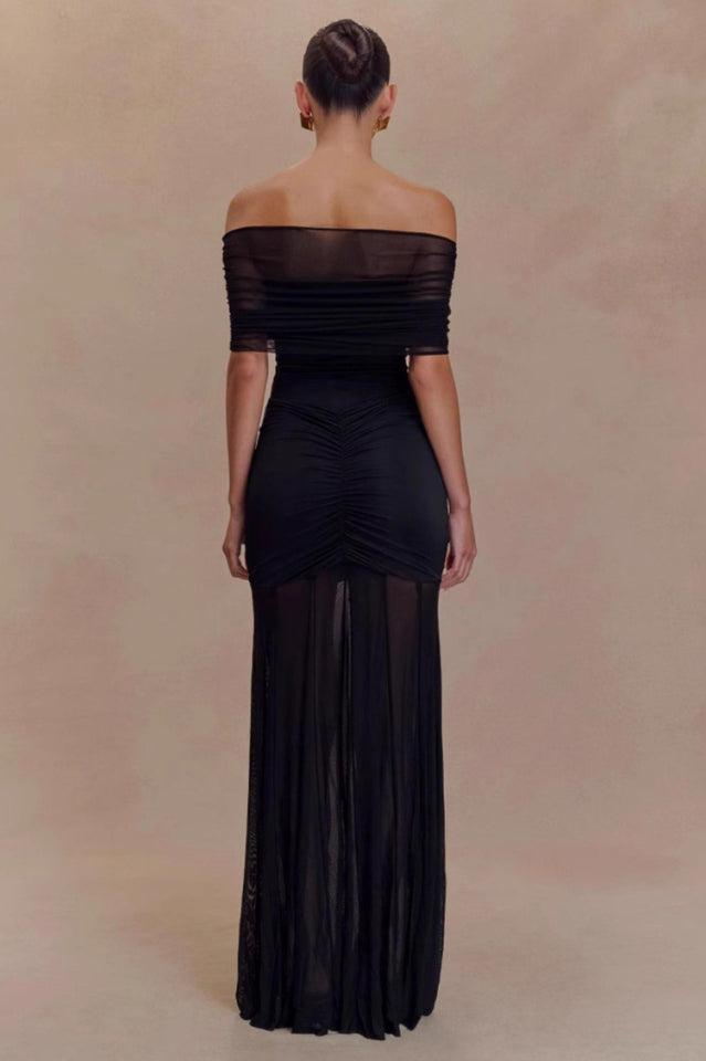 Caspian Slinky And Mesh Maxi Dress | Dress In Beauty