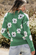 Floral Pattern Half Zip Sweater | Dress In Beauty