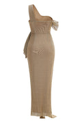 Gold Draped Metallic Maxi Dress | Dress In Beauty