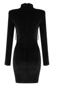 Black Crystal Fringe Velvet Mini Dress | Dress In Beauty