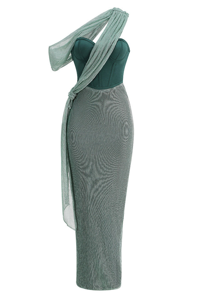 Green Celestina Draped Maxi Dress | Dress In Beauty