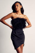 Curved Hem Feather Mini Dress | Dress In Beauty