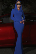 Solid Hooded Bodycon Maxi Dress | Dress In Beauty