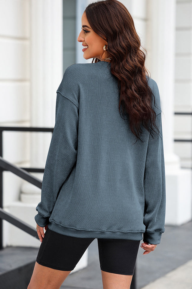 Round Neck Dropped Shoulder Sweatshirt | Dress In Beauty