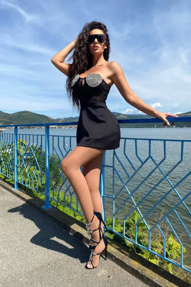 Crystal Heart Mini Dress - View 14 | WEUXS