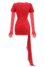 Draped Mini Dress with Cut-Outs & Puff Sleeves - View 9 | WEUXS