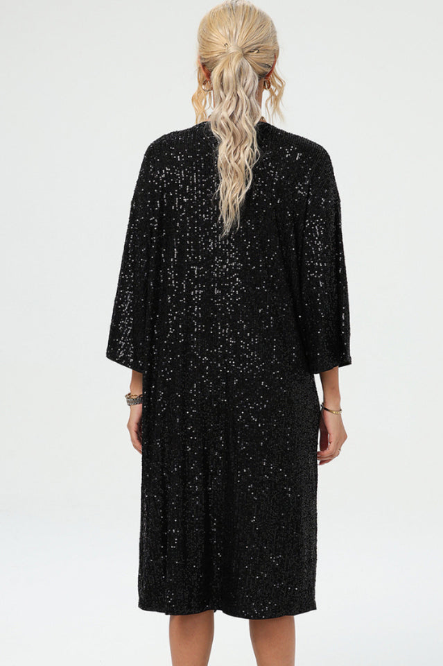 Sequin Open Front Duster Cardigan | Dress In Beauty