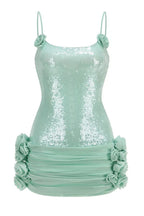 Sequin Ruched Mini Dress - View 8 | WEUXS