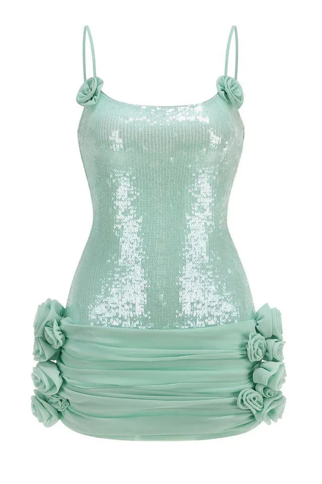 Sequin Ruched Mini Dress - View 8 | WEUXS