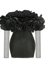Floral tulle mini dress with Bardot neckline and long sleeves - View 8 | WEUXS