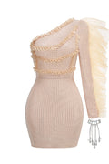 One Shoulder Diamonds Bracelet Cocktail Dress | Dress In Beauty