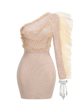 One Shoulder Rhinestone Bracelet Cocktail Dress - View 7 | WEUXS