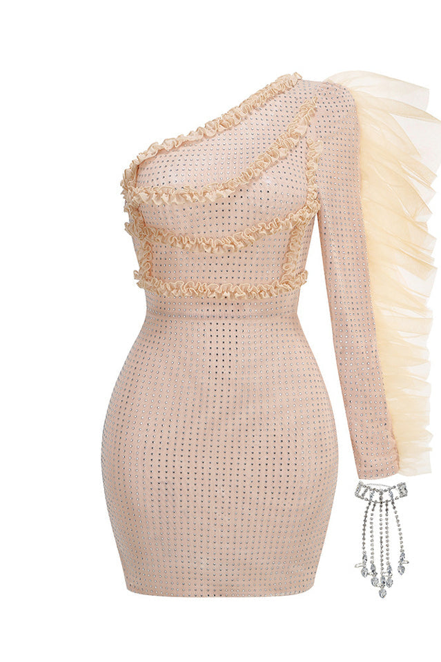One Shoulder Diamonds Bracelet Cocktail Dress | Dress In Beauty