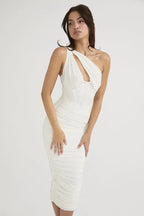 Asymmetric One-Shoulder Midi Dress - View 18 | WEUXS