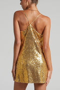 Spaghetti Strap Sequin Mini Dress | Dress In Beauty