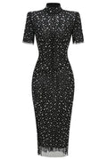 Square Rhinestone Mesh Midi Dress | Dress In Beauty