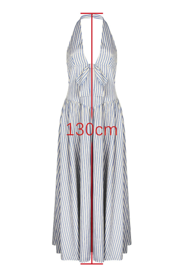 Mackenna Stripe Halter Smock Back Dress | Dress In Beauty