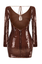 Sequin Mini Dress with Long Sleeves - View 7 | WEUXS