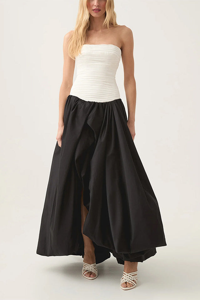 Strapless Ruched Puff Maxi Dress | Dress In Beauty