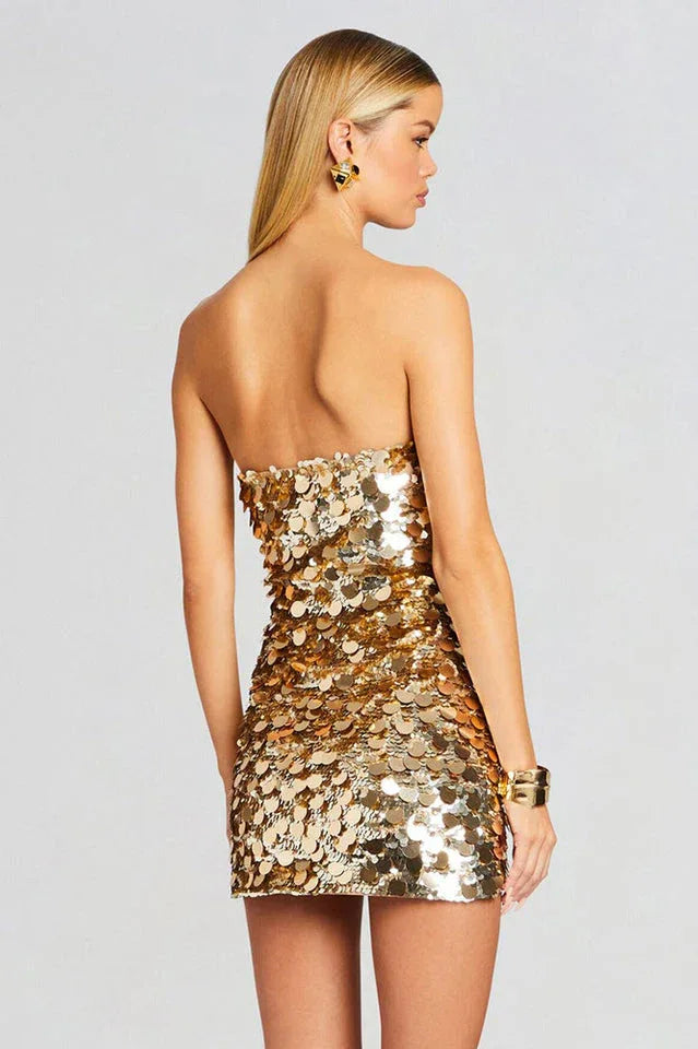 Sequin Strapless Mini Dress - View 6 | WEUXS