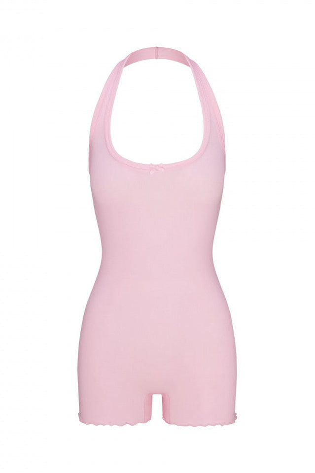 SKIMS Logo Pointelle Halter Onesie | Dress In Beauty