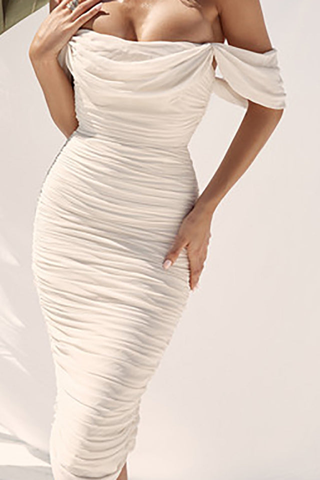 Off Shoulder Bodycon Dress - Dress In Beauty