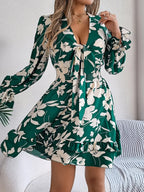 Floral Tie-Front Mini Dress - View 9 | WEUXS