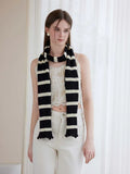 Fashionable accessory: long striped ruffle scarf