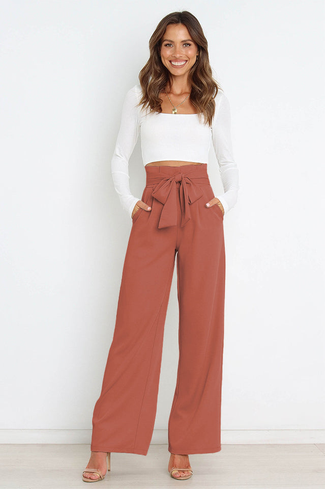 High Waist Belted Straight Leg Pants | Dress In Beauty